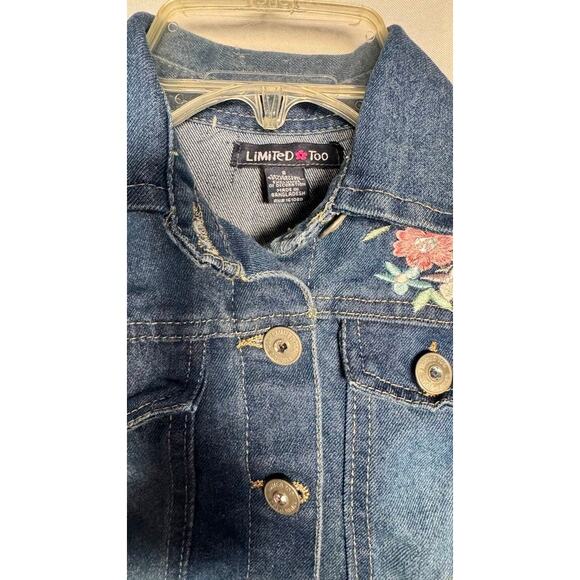 Limited Too Girls Denim Vest Jacket – Floral Embroidered Jean Vest - Picture 4 of 12